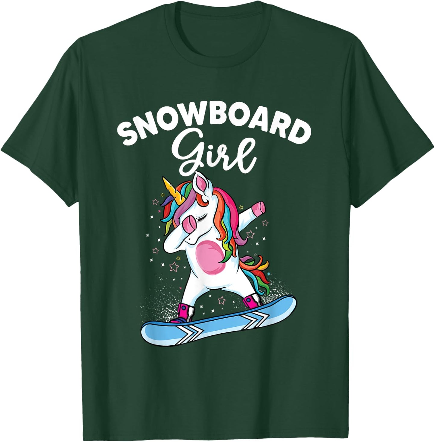 unicorn Snowboarding Skiing Dabbing unicorn Snowboard girl T-Shirt - T-Shirt | Forest