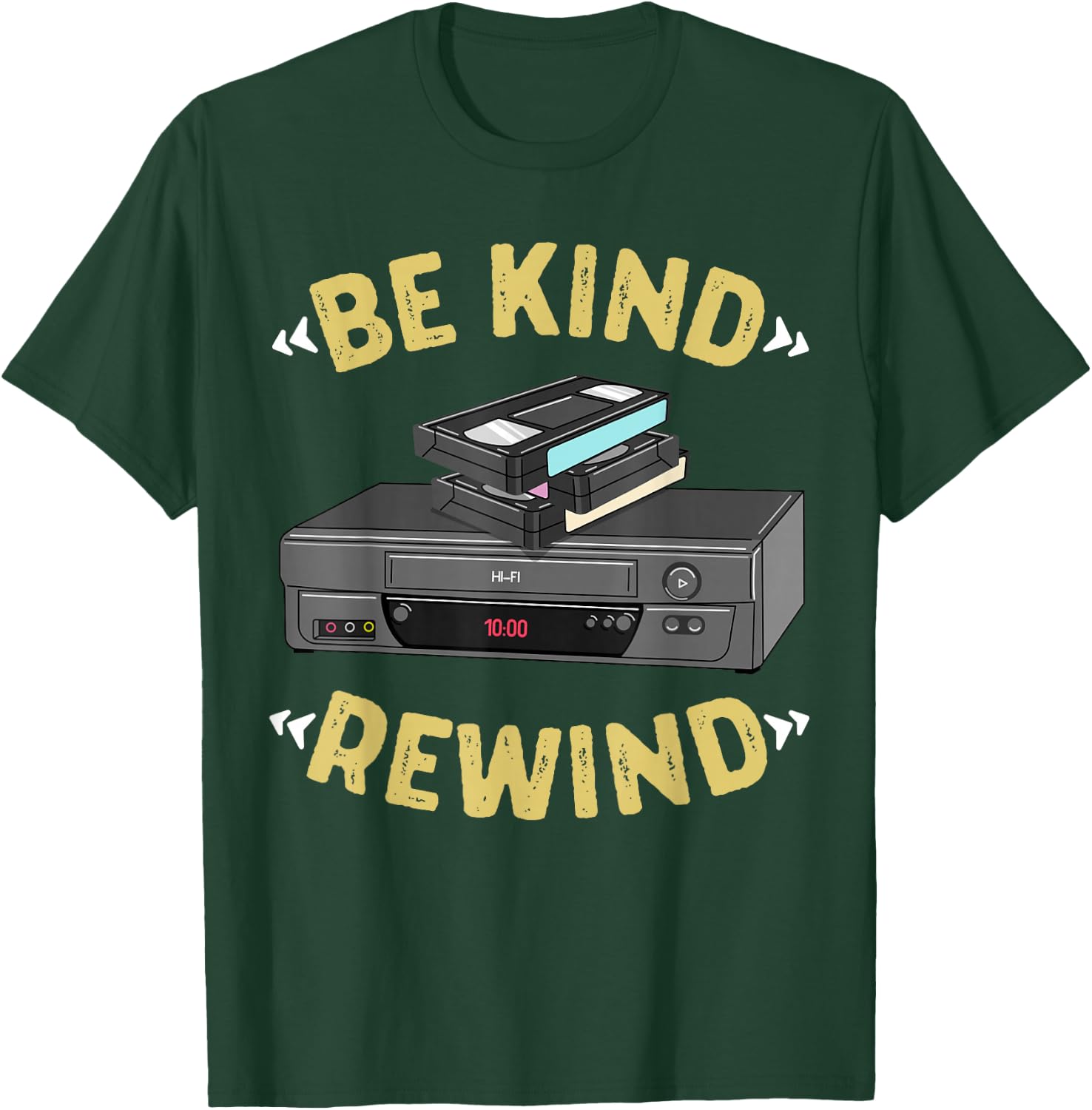 Be Kind Rewind VHS Tape VCR Retro Video Cassette Recorder T-Shirt - T-Shirt | Forest