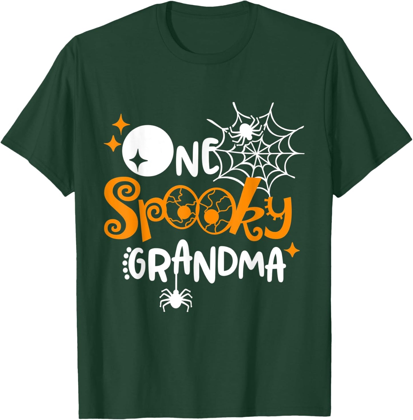One Spooky Grandma Funny Halloween Bats Spider Web T-Shirt - T-Shirt | Forest