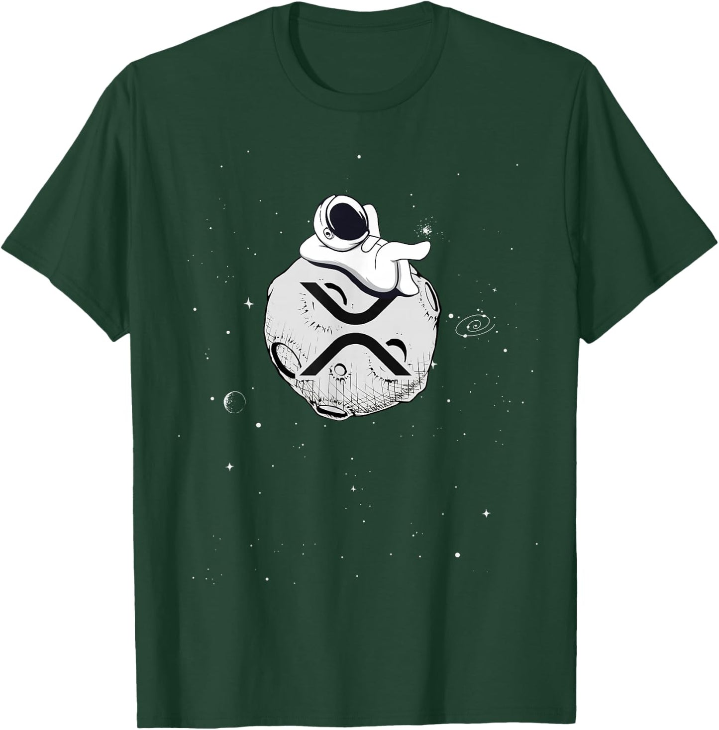Cryptocurrency Fun Relaxing Space Man On XRP Crypto Moon T-Shirt - T-Shirt | Forest