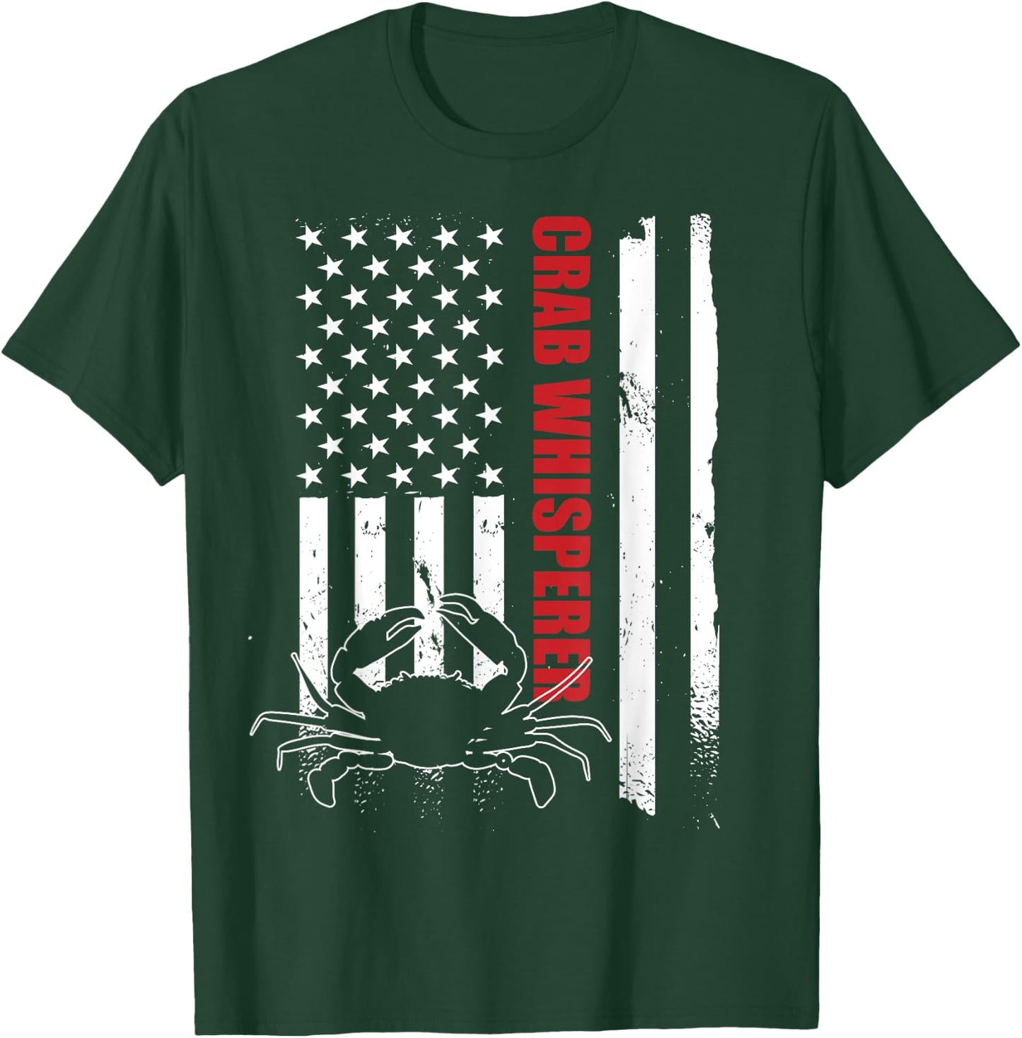Crab Whisperer American Flag Crab Lover Crab Fishing T-Shirt - T-Shirt | Forest