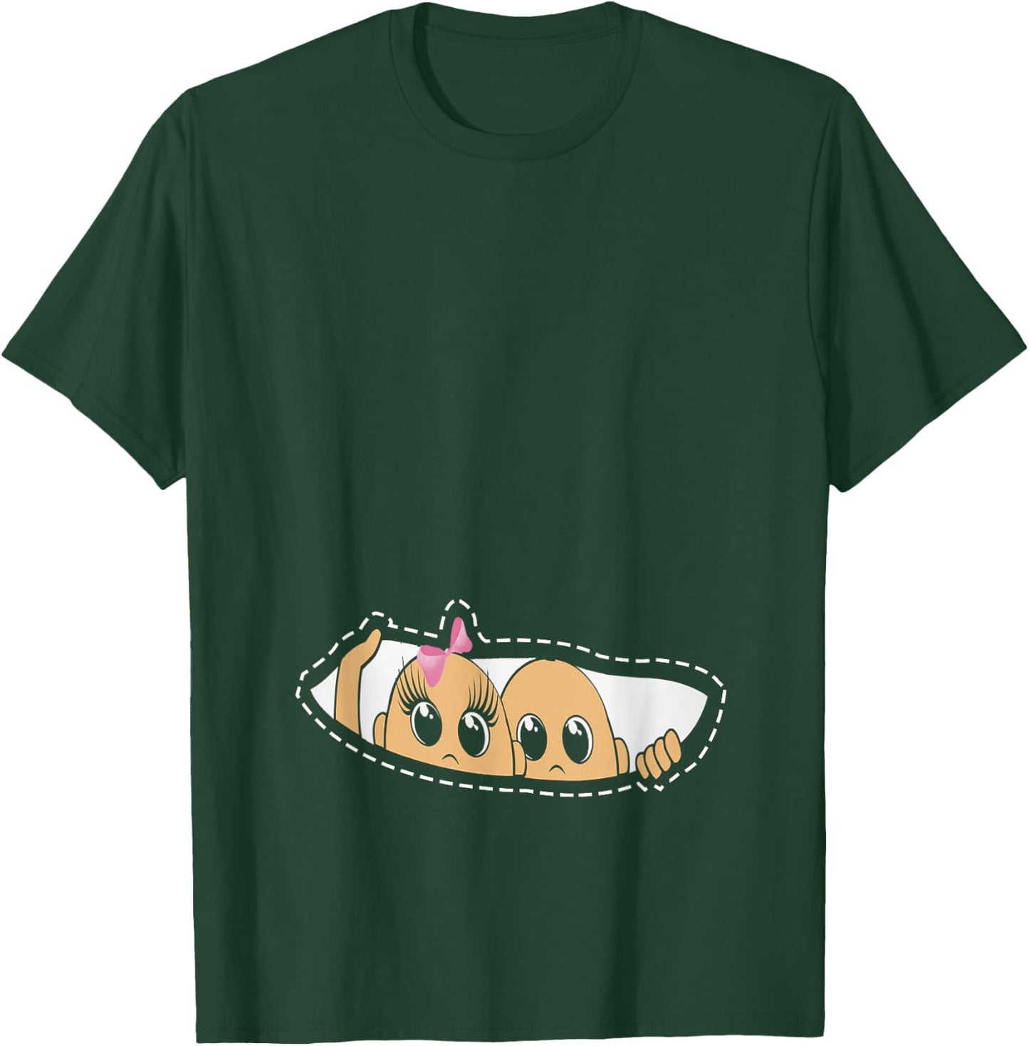 Twin Pregnancy Peeking Boy And Girl Mom To Be Gifts T-Shirt - T-Shirt | Forest