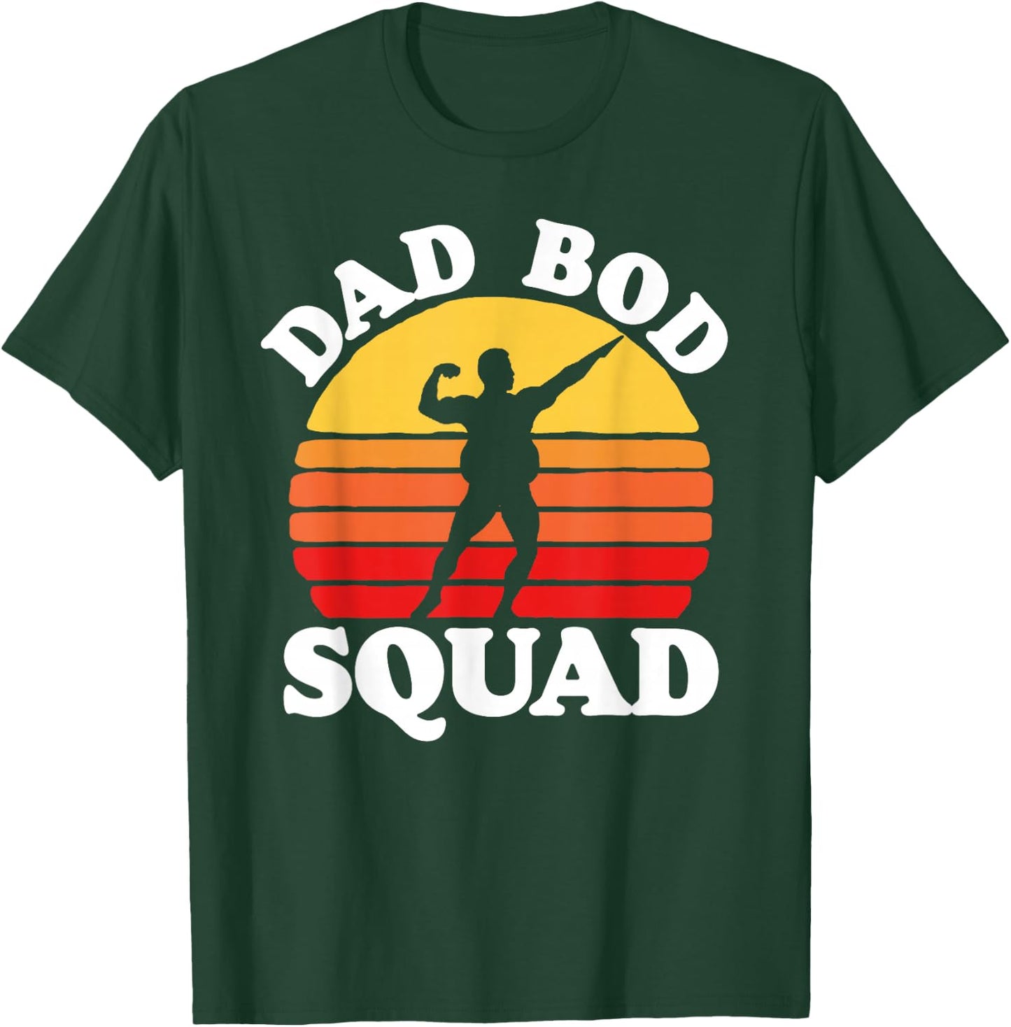 Dad Bod Squad! Funny Posing Fathers Day Vintage Sunset 80s T-Shirt - T-Shirt | Forest