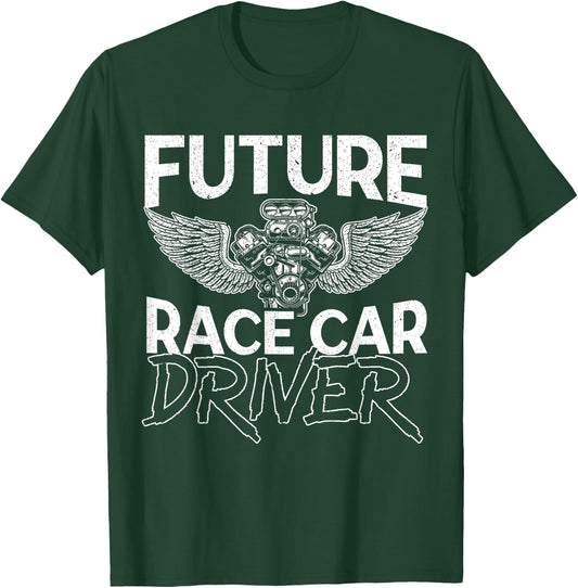 Future Race Car Driver Racer Kids Drag Racing Turbo Speed T-Shirt - T-Shirt | Forest