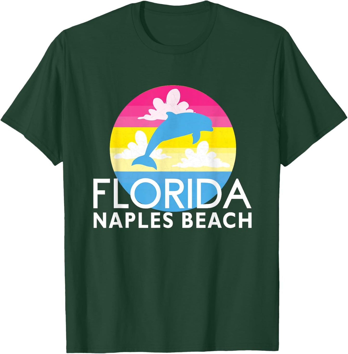 Pink Dolphin Sunset Naples Beach FL Dolphin Naples Florida Men Women Girls Kids T-Shirt - T-Shirt | Forest