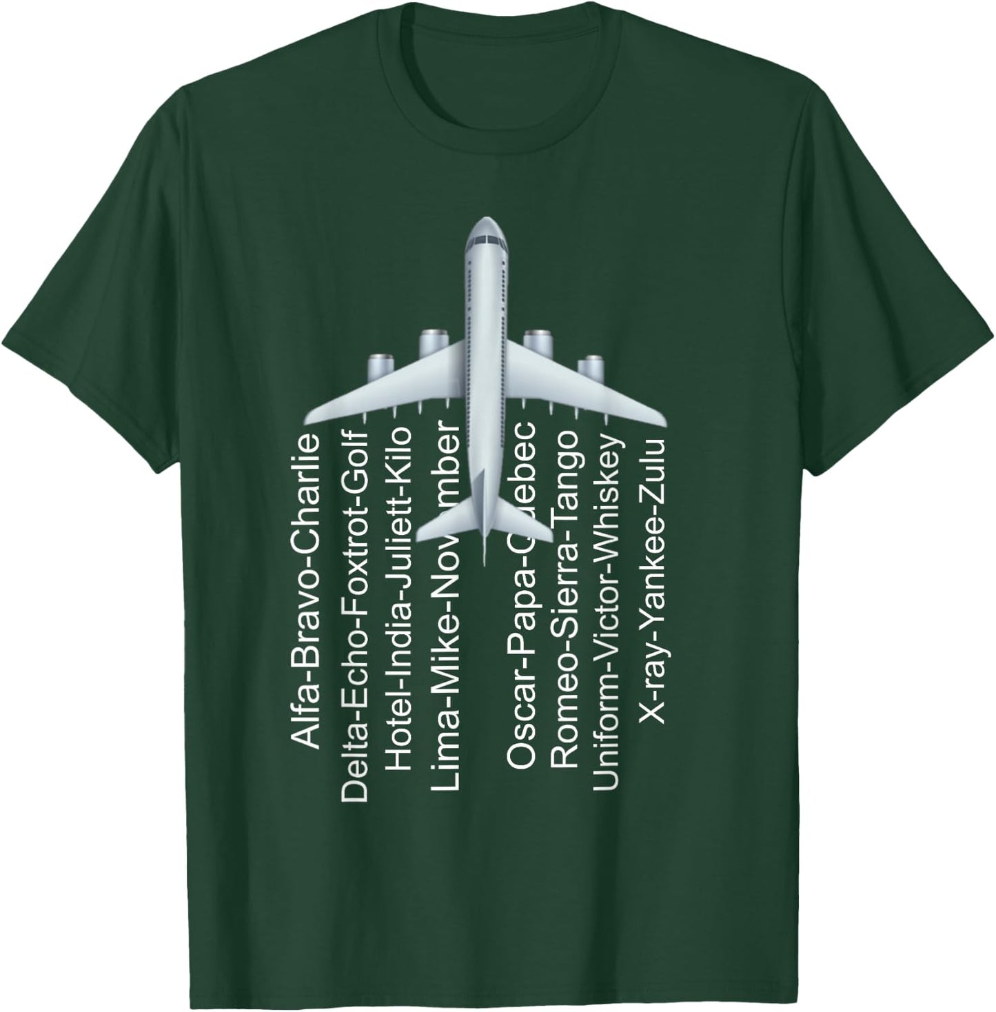 Phonetic Alphabet Pilot Airplane Funny Gift Plane Letters T-Shirt - T-Shirt | Forest
