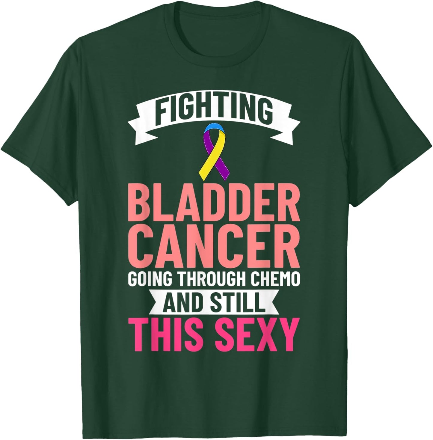 Bladder Cancer Ribbon Awareness Chemo Survivor T-Shirt - T-Shirt | Forest