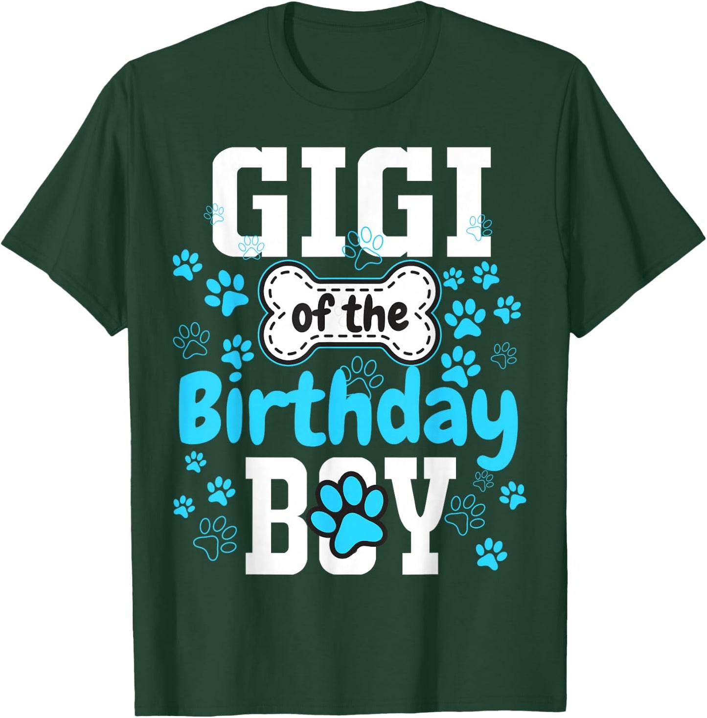 Gigi of The Birthday Boy Dog Paw Pet Matching Family Party T-Shirt - T-Shirt | Forest