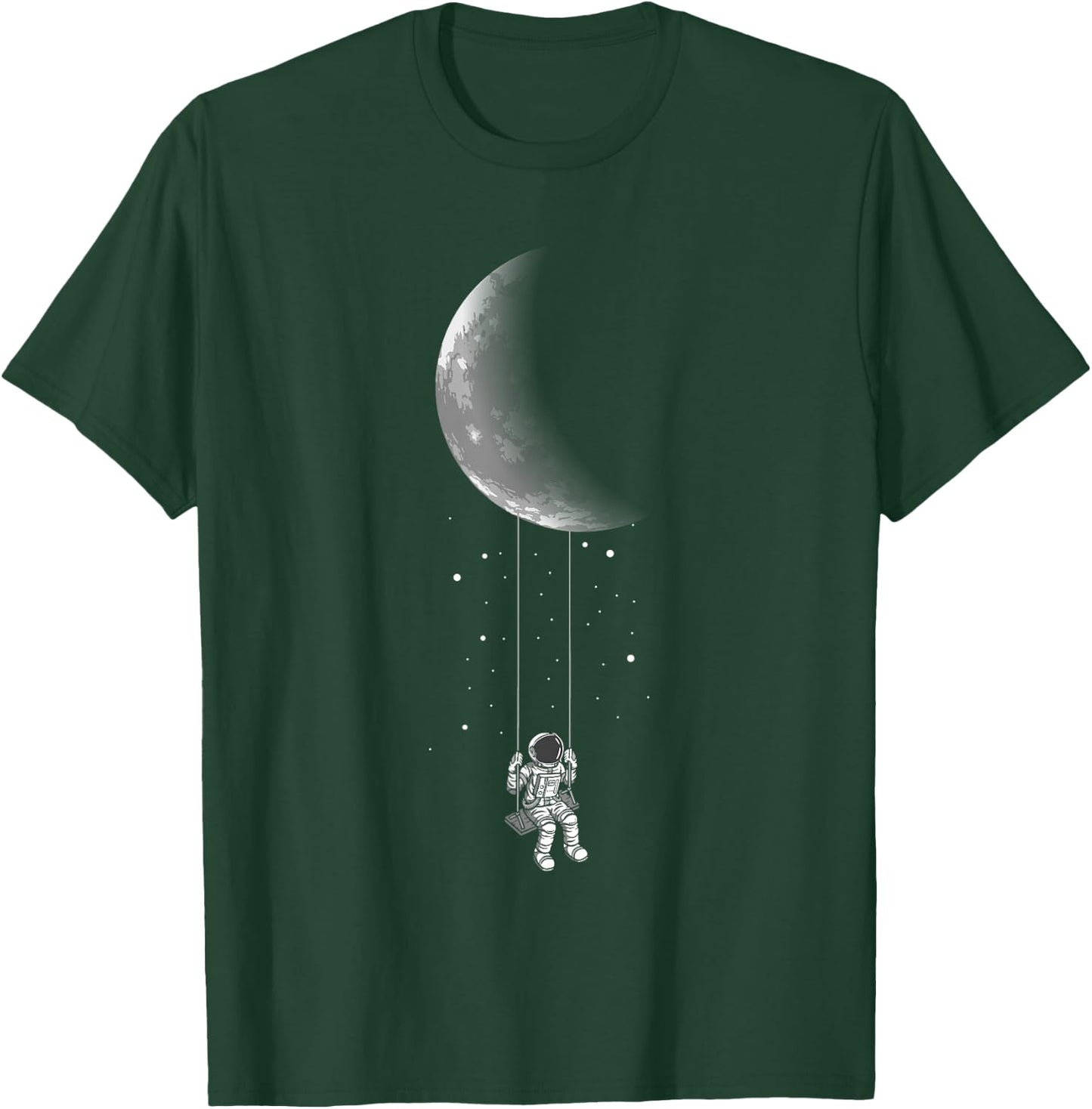 Moon Swing - Stars Galaxy Astronaut Universe Space T-Shirt - T-Shirt | Forest