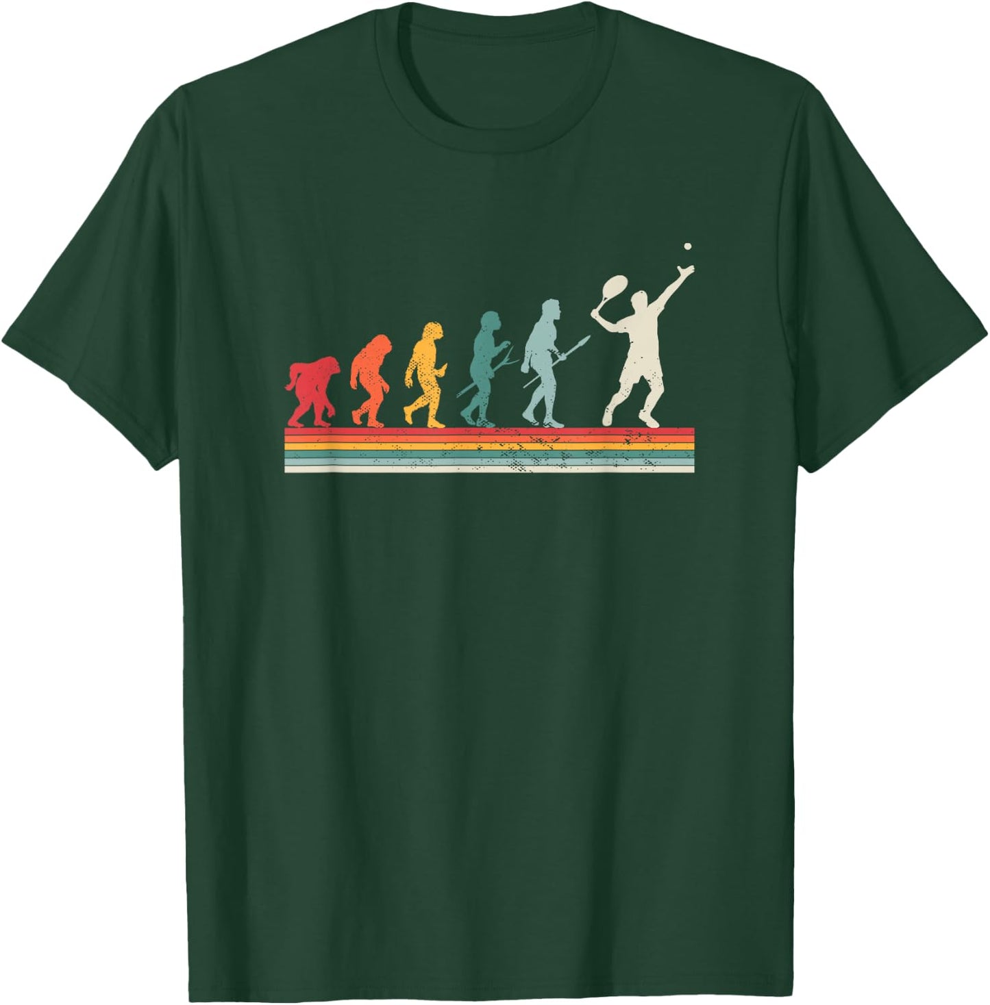 Human Evolution Tennis - Sport Game Vintage Tennis Player T-Shirt - T-Shirt | Forest