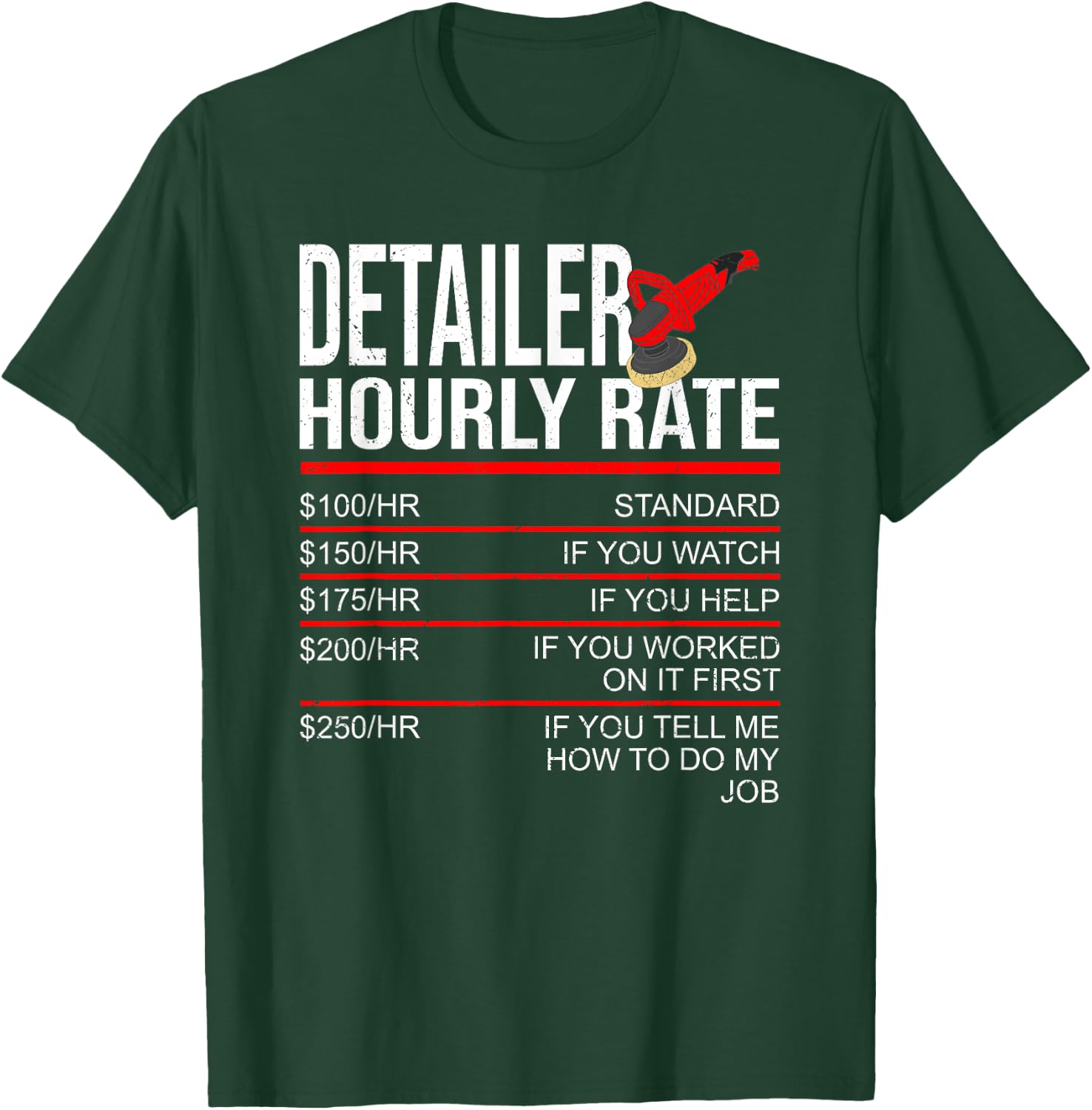 Detailer Hourly Rate Auto Detailer for Car Detailing T-Shirt - T-Shirt | Forest