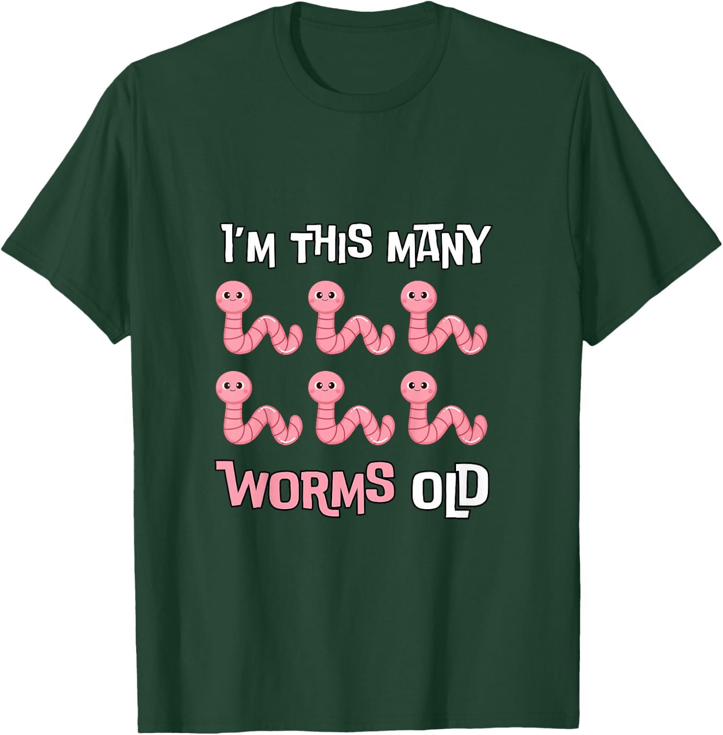 Kids I'm This Many Worms Old - Cute Worm 6th Bday 6 Years Old T-Shirt - T-Shirt | Forest