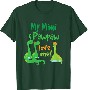 Kids Mimi and Pawpaw Love Me Dinosaur Grandson T-Shirt - T-Shirt | Forest