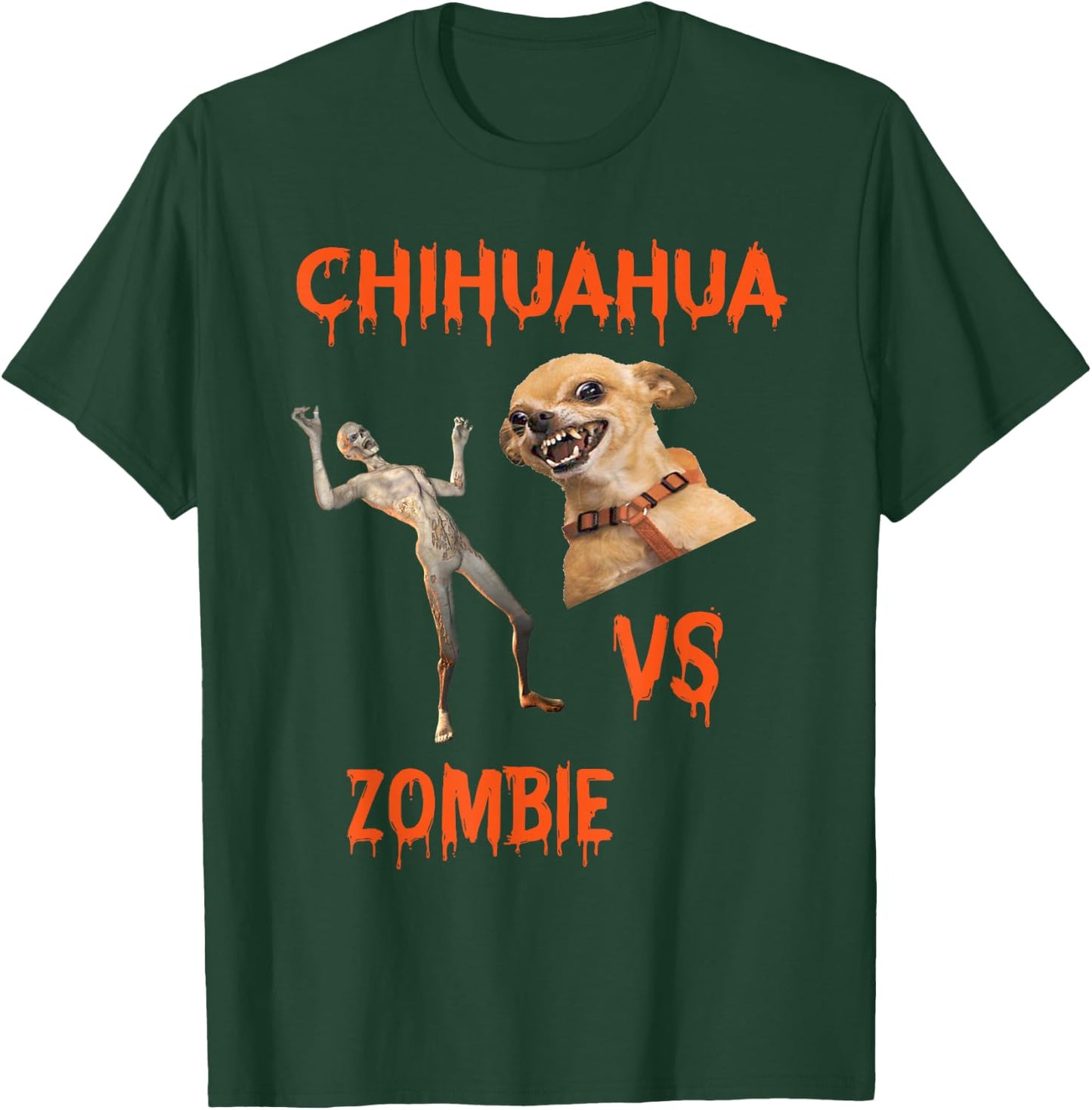 Zombie Vs. Chihuahua Humor T-Shirt - T-Shirt | Forest