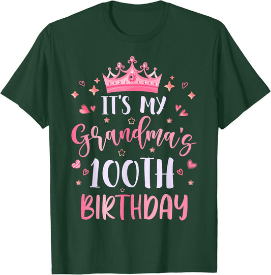 It's My Grandma's 100th Birthday Pink Happy 100 Years Old T-Shirt - T-Shirt | Forest