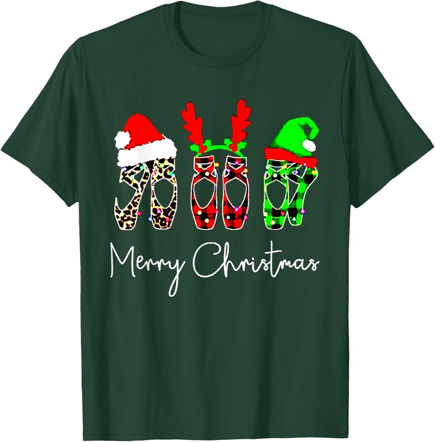 Ballet Dancer Ballerina Merry Christmas Xmas Pointe Shoe T-Shirt - T-Shirt | Forest