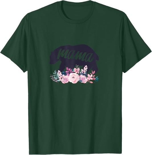 Mama Bear Flowers Cool Nice Mothers Day Idea for Mother Moms T-Shirt - T-Shirt | Forest
