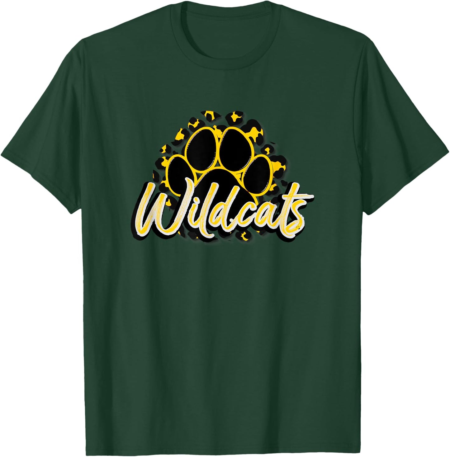 Wildcats Yellow Black Cheetah School Sports Fan Team Spirit T-Shirt - T-Shirt | Forest
