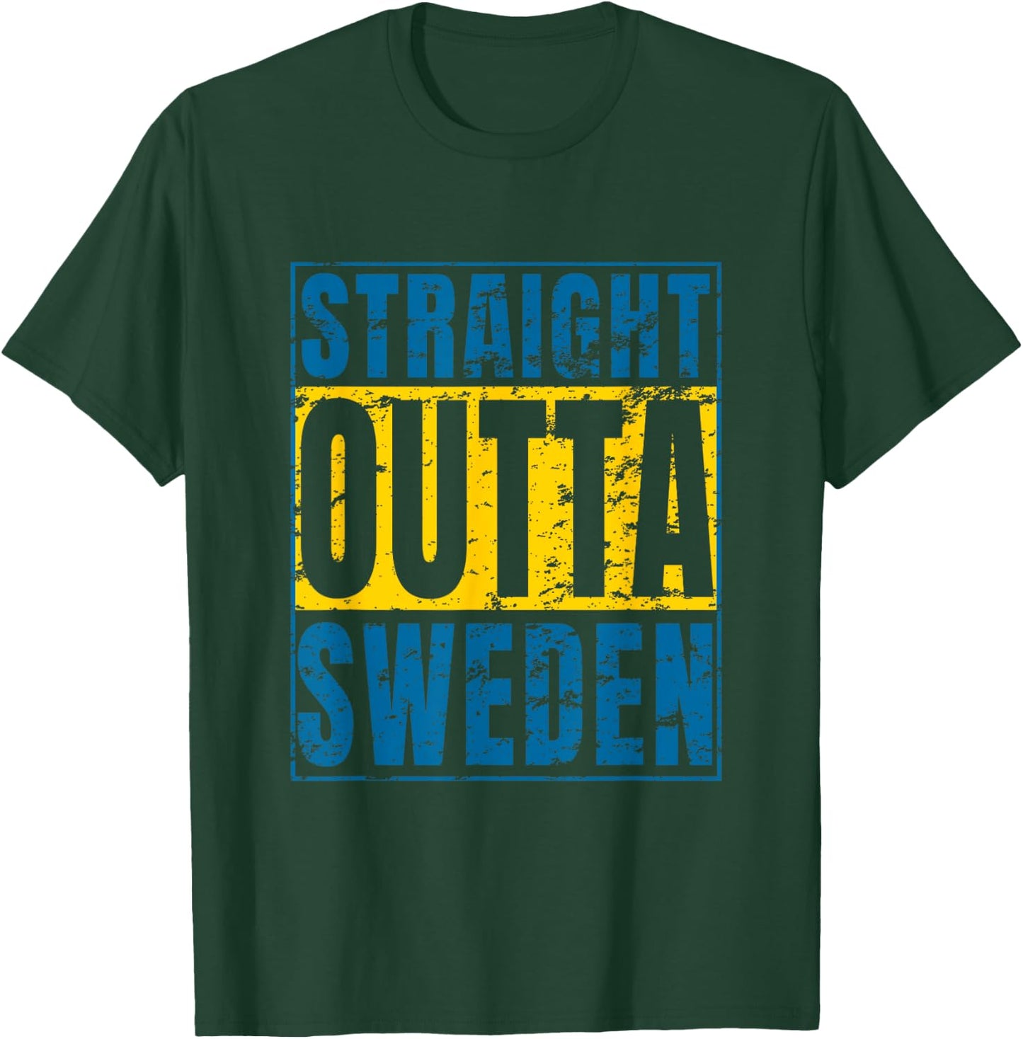Straight Outta Sweden Distressed Swedish Design T-Shirt - T-Shirt | Forest