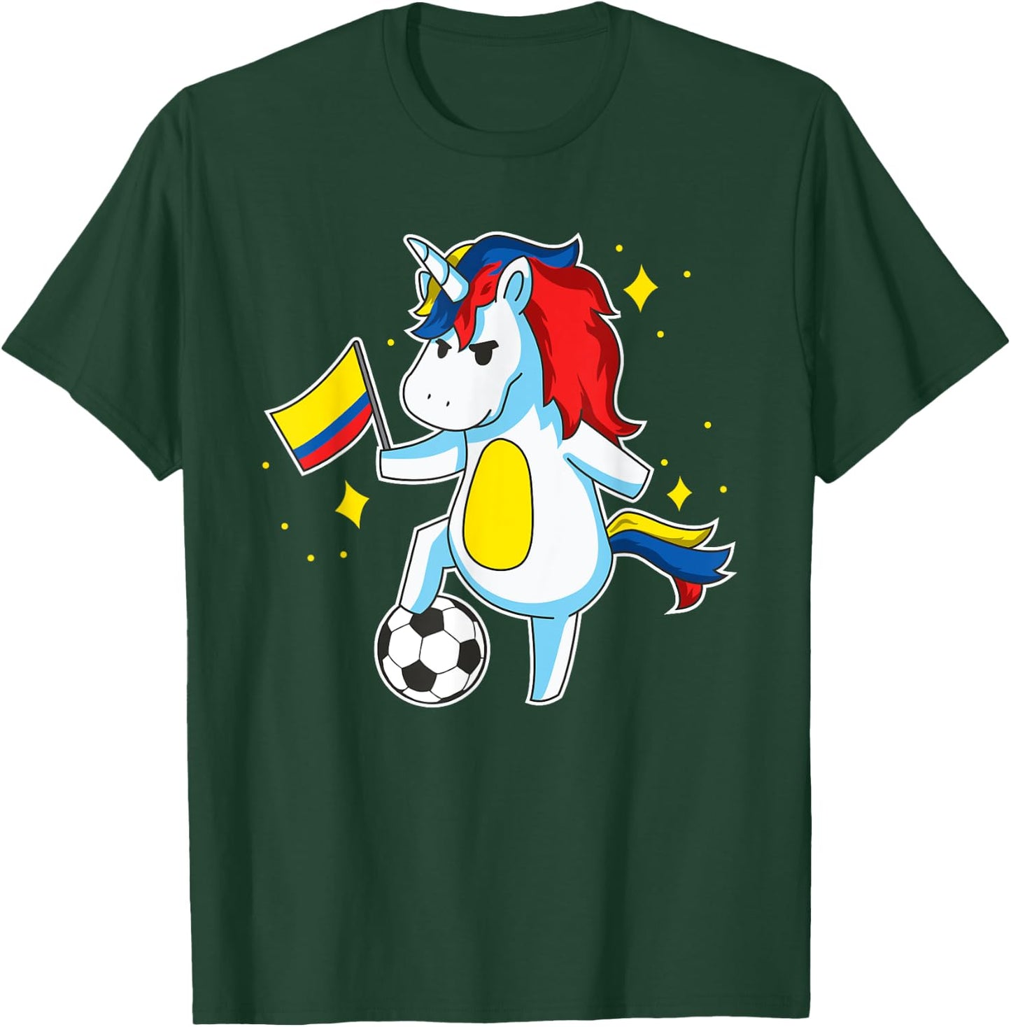 Soccer Unicorn Colombia Jersey Design Colombian Football T-Shirt - T-Shirt | Forest