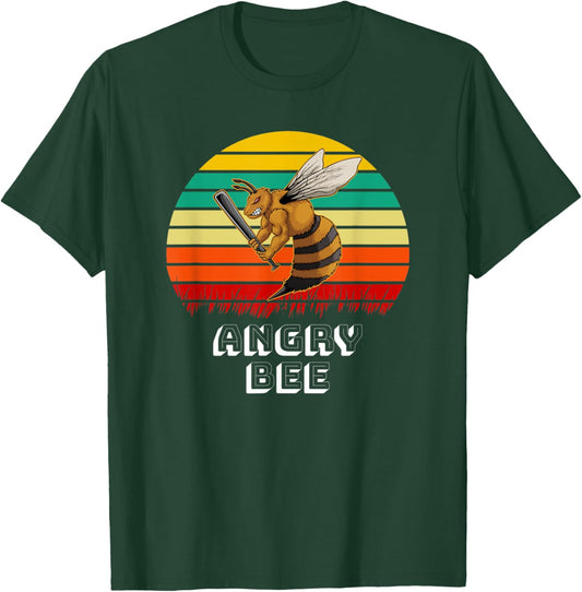 Angry Bee Shirt Vintage Retro Beekeeper Bees Lovers Gift T-Shirt - T-Shirt | Forest