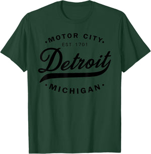 Classic Michiganians Vintage Detroit Motor City Michigan MI T-Shirt - T-Shirt | Forest