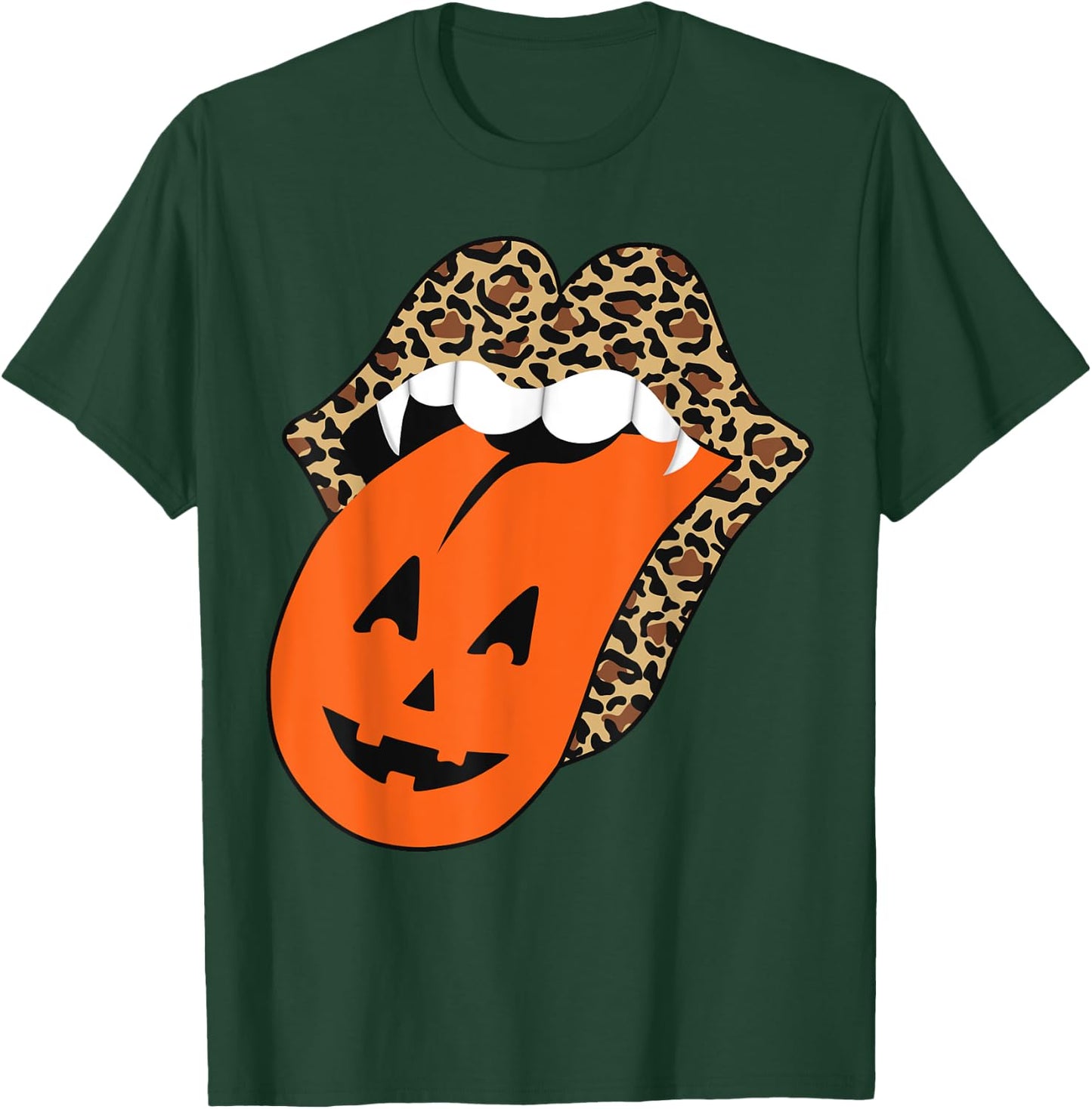 Leopard Lips Halloween Lips Vampire Mouth Pumpkin Tongue T-Shirt - T-Shirt | Forest