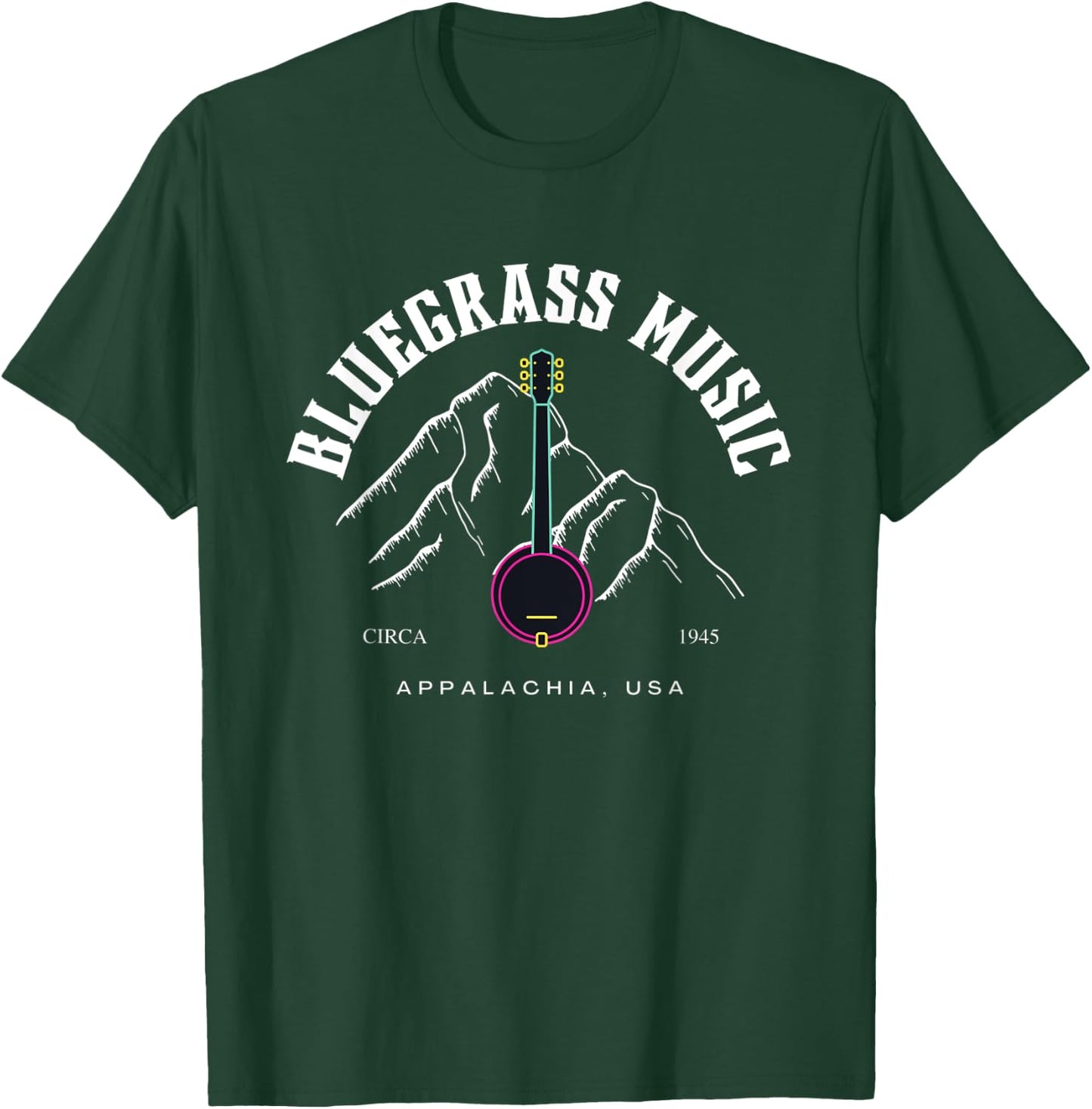 Bluegrass Appalachian Mountains Banjo Fiddle Picking Country T-Shirt - T-Shirt | Forest
