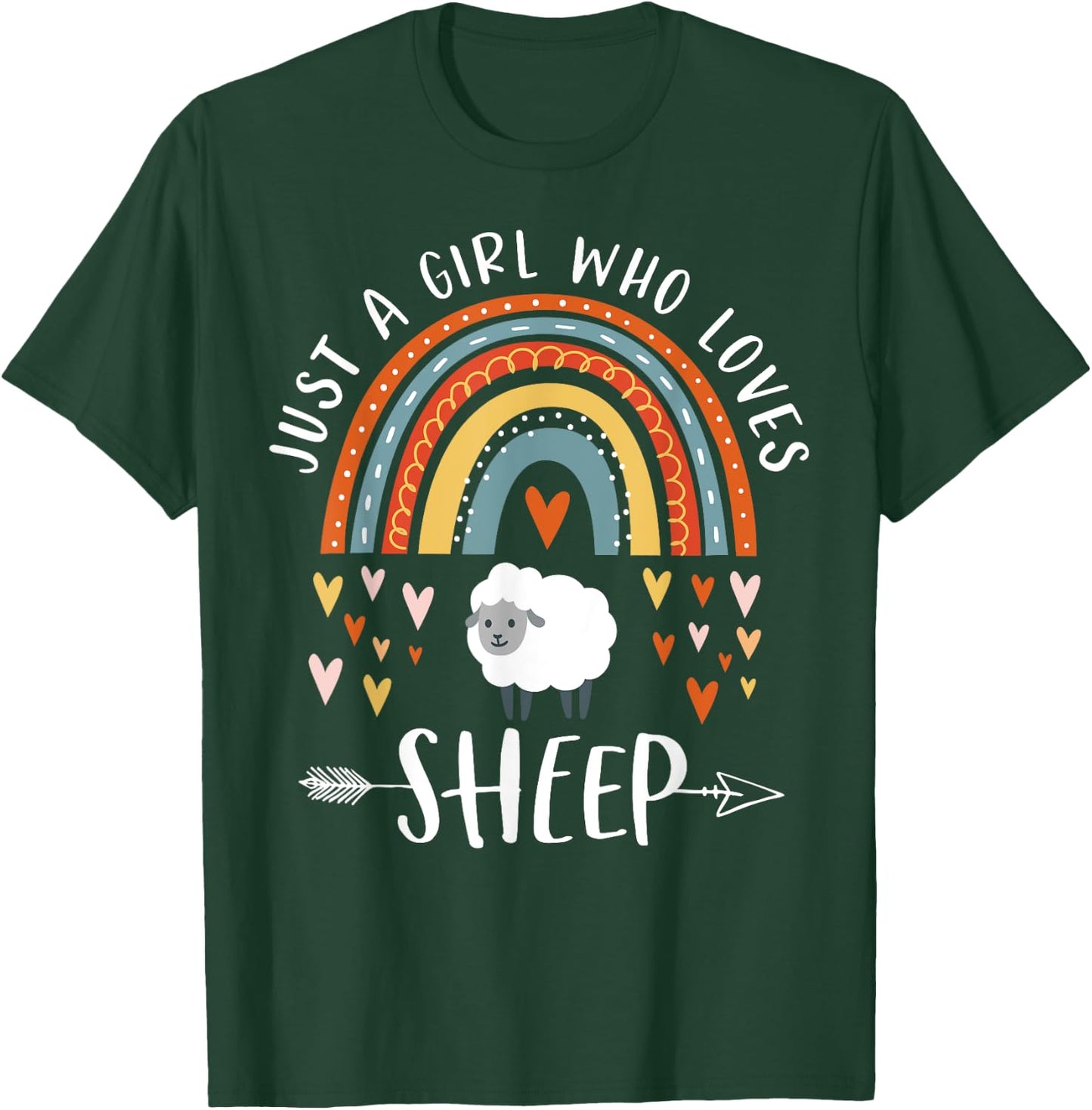 Just A Girl Who Loves Sheep Rainbow Gifts For Lamb Lover T-Shirt - T-Shirt | Forest