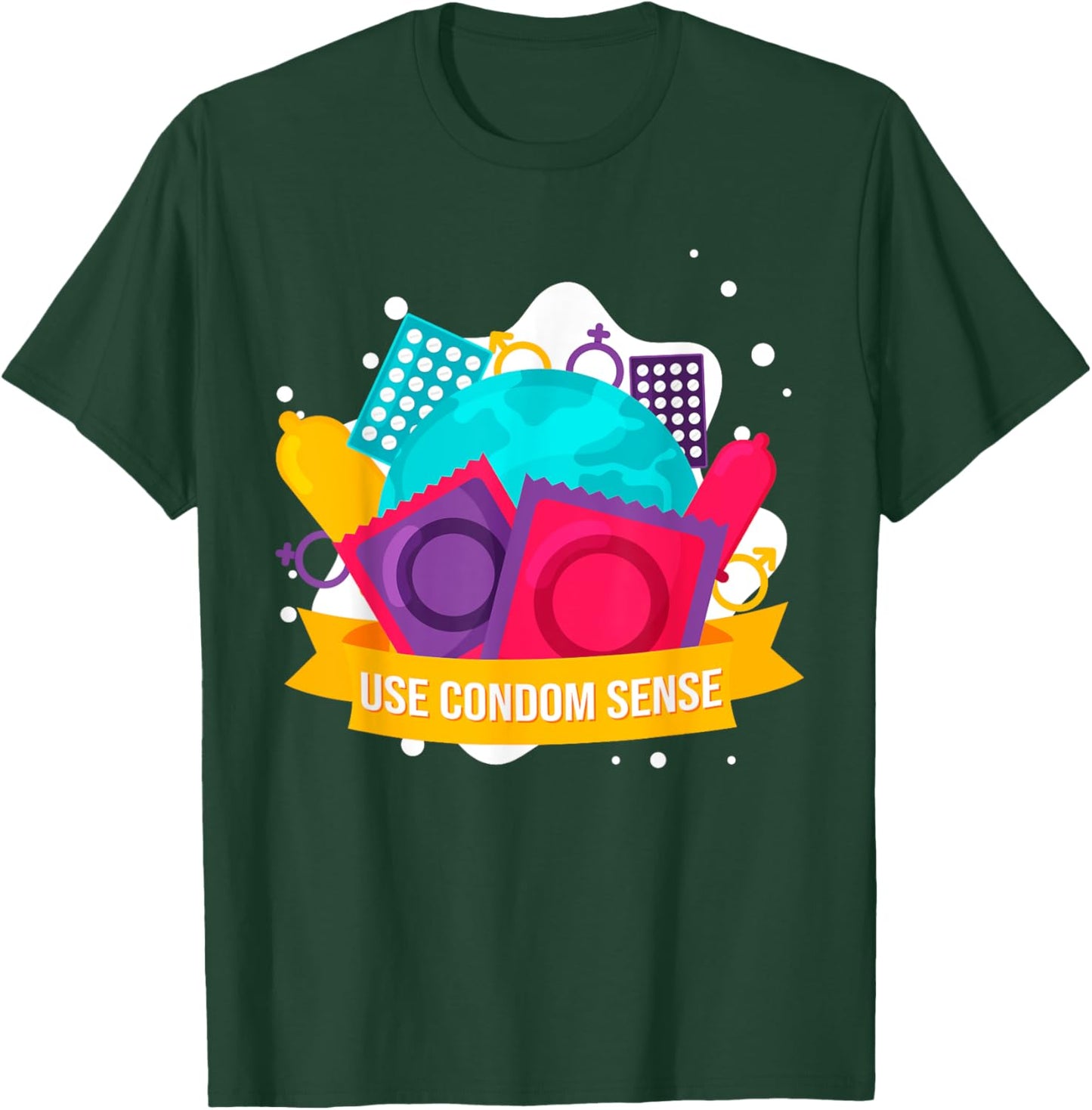 Funny Use Condom Sense Birth Control Safe Sex T-Shirt - T-Shirt | Forest