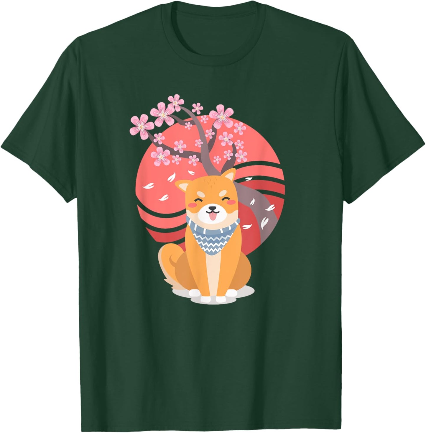 Funny Shiba Inu Cherry Blossoms Cute Japanese Dog Lover Gift T-Shirt - T-Shirt | Forest