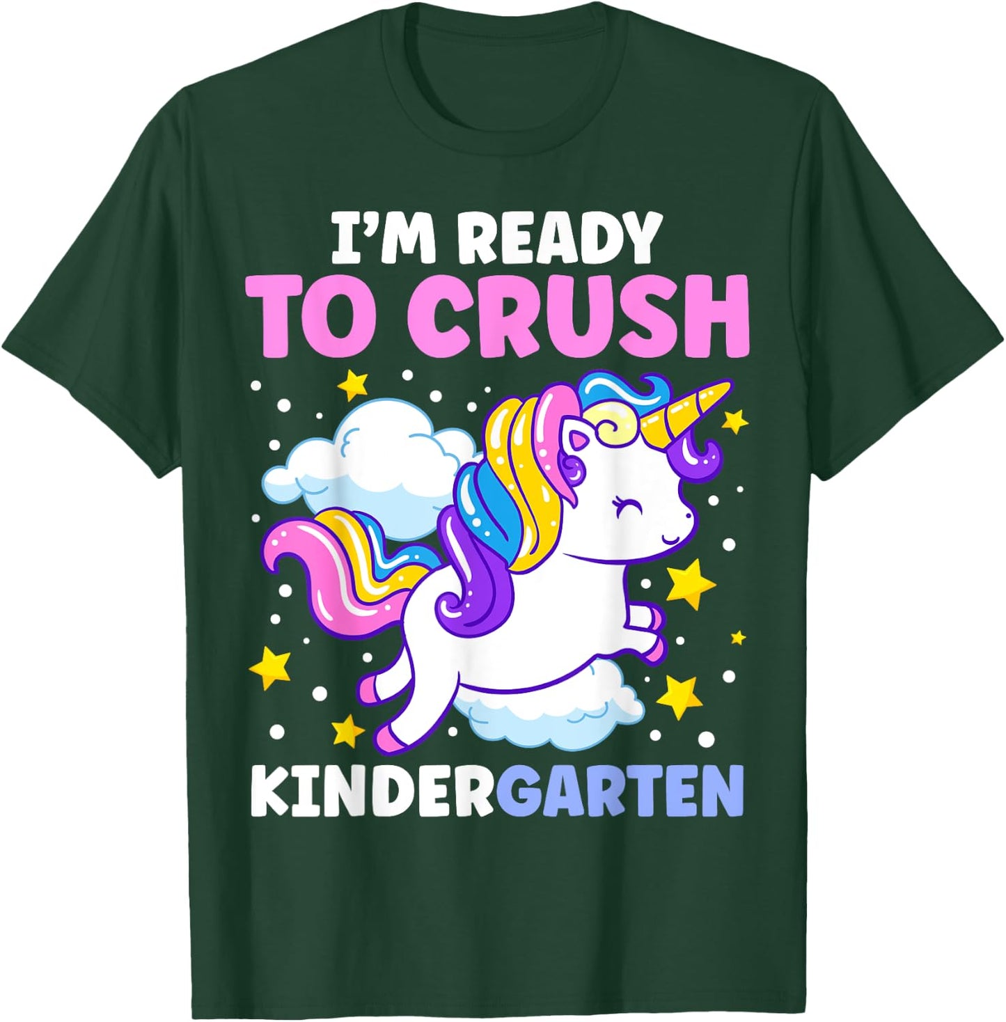 First Day of Kindergarten Unicorn Girls Back to School T-Shirt - T-Shirt | Forest