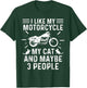 Retro Vintage I Like My Motorcycle My Cat and Maybe 3 People Men Women T-Shirt - T-Shirt | Forest