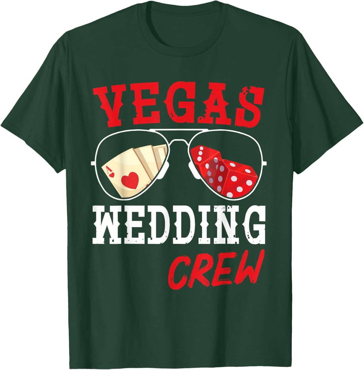 Happy Marriage Bride Groom Husband and Wife Vegas Wedding Crew T-Shirt - T-Shirt | Forest