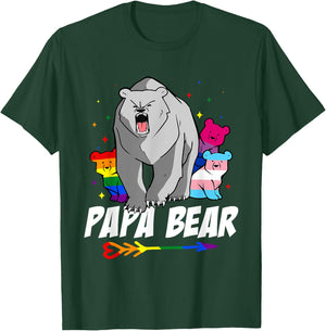 Papa Bear LGBT Gay Bisexual Trans Pride Month Support T-Shirt - T-Shirt | Forest