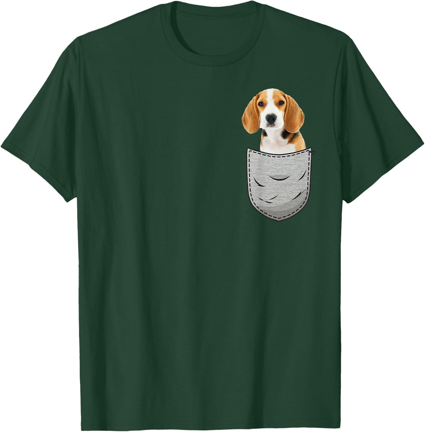 Beagle Chest Pocket for Dog Owners Men Women Girls Kids T-Shirt - T-Shirt | Forest