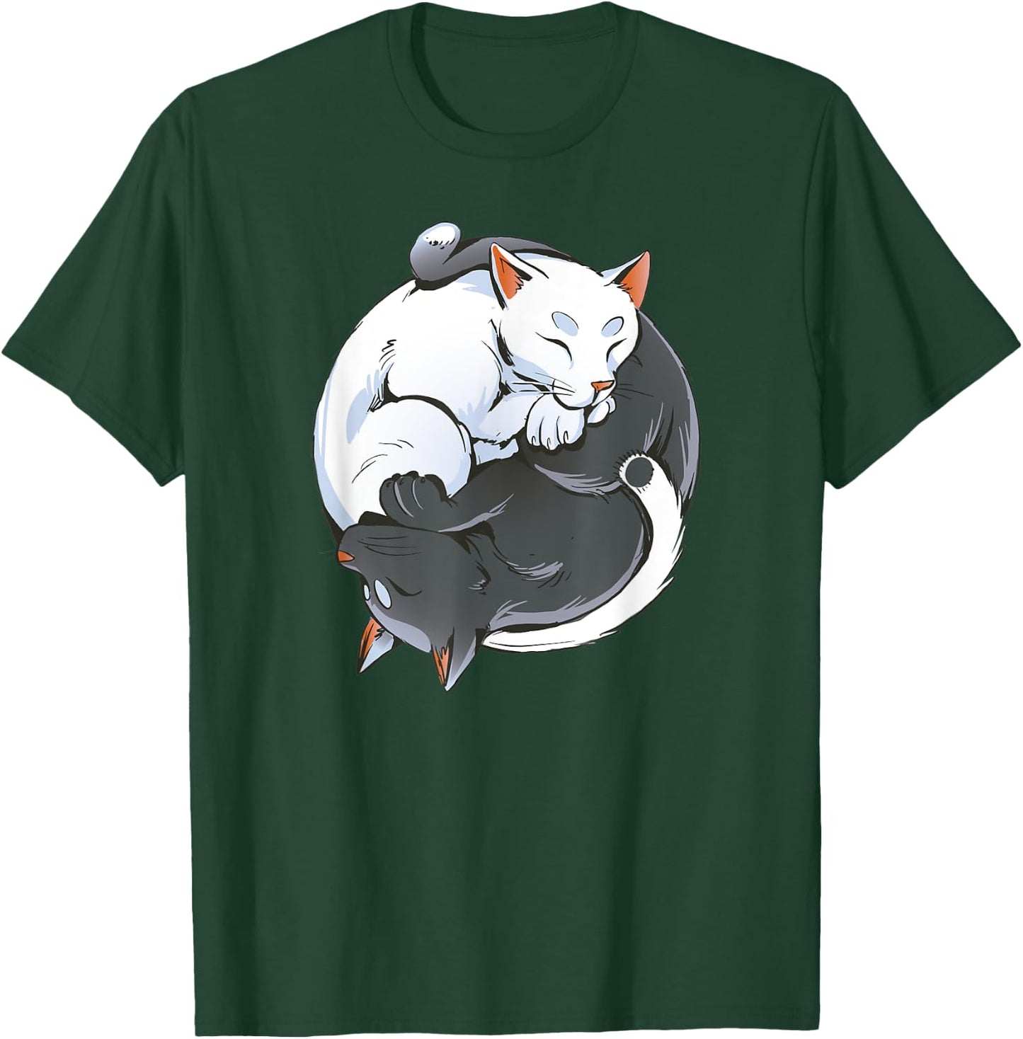 Black and White Cat Yin Yang Yoga Buddhism Cute Cat Lovers Men Women Kids T-Shirt - T-Shirt | Forest