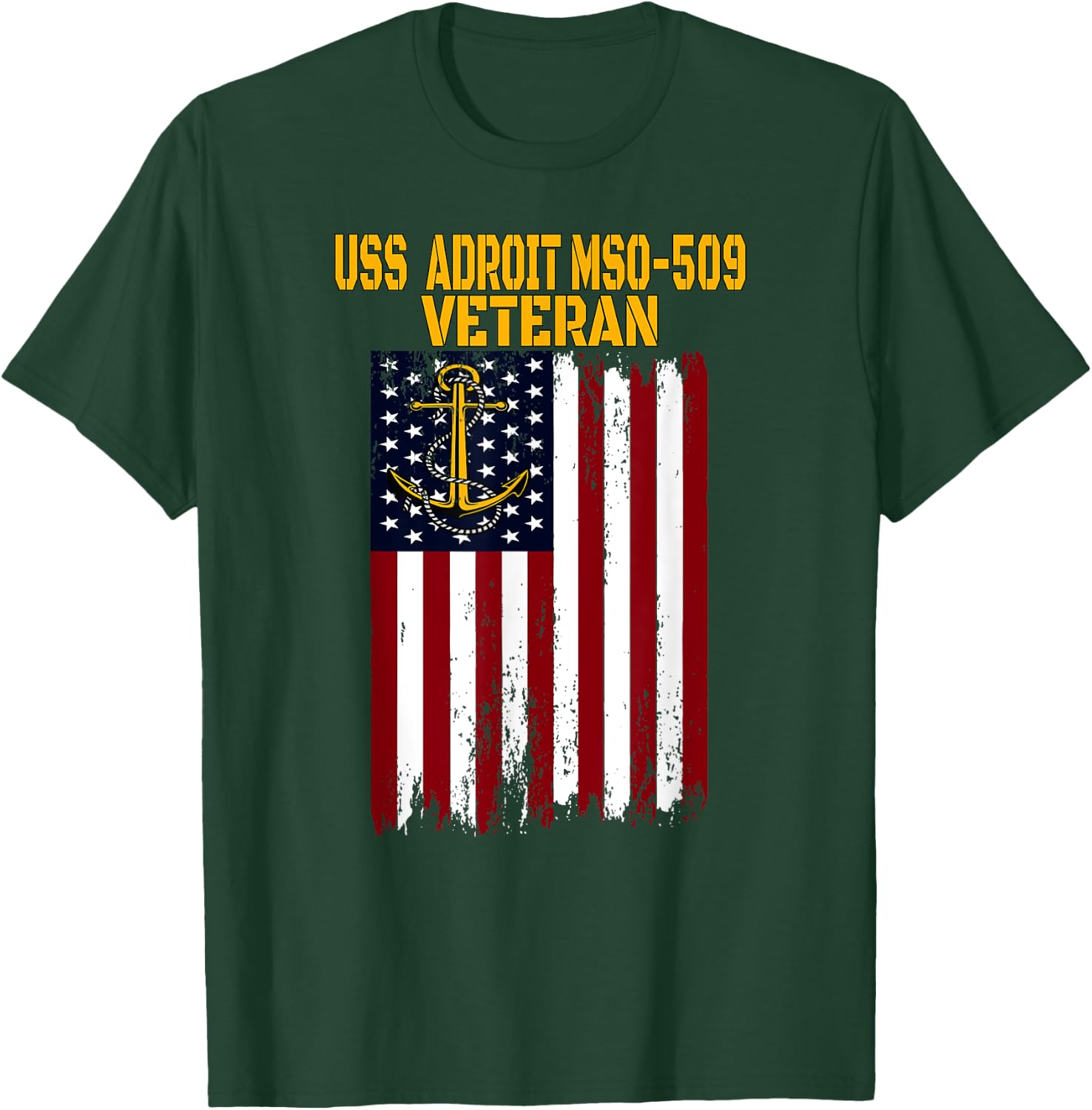 USS Adroit MSO-509 Minesweeper Warship Veterans Day T-Shirt - T-Shirt | Forest