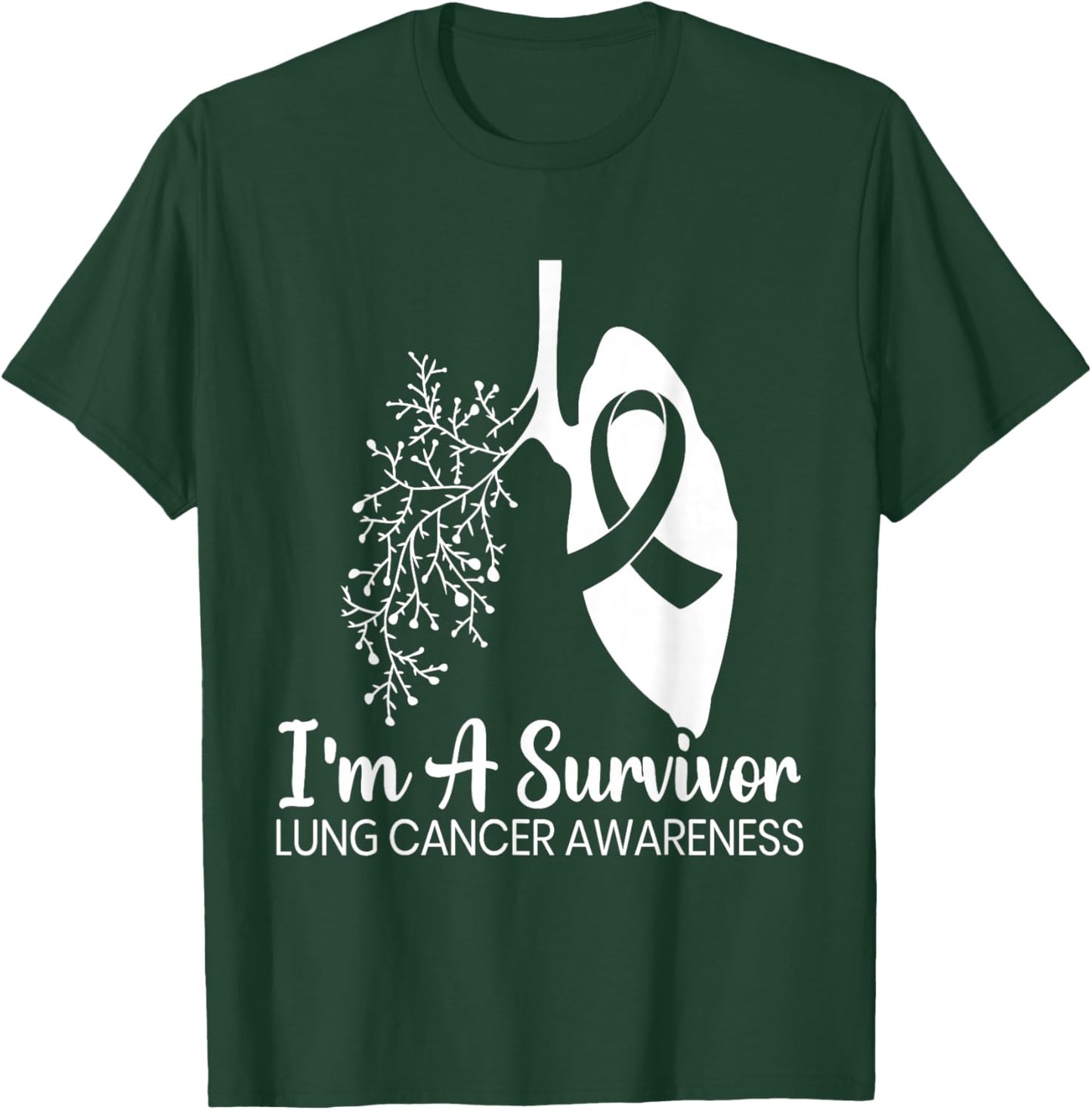 I'm A Survivor Lung Cancer Awareness Month White Ribbon T-Shirt - T-Shirt | Forest