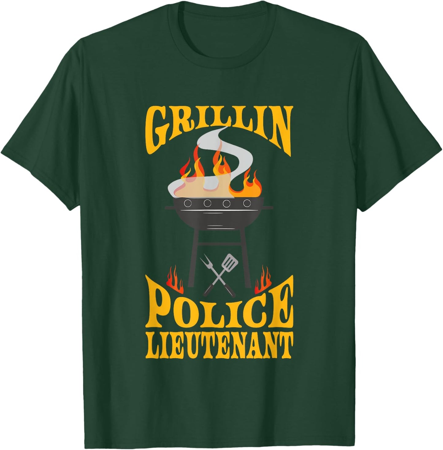 Police Lieutenant BBQ Grill Smoker & Barbecue Chef T-Shirt - T-Shirt | Forest