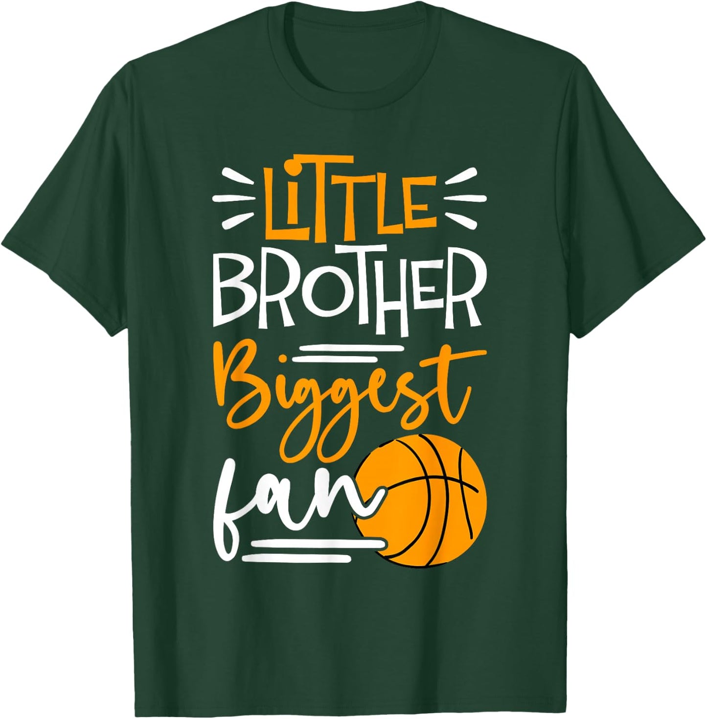 Little Brother Biggest Fan Basketball, Basketball Boys T-Shirt - T-Shirt | Forest
