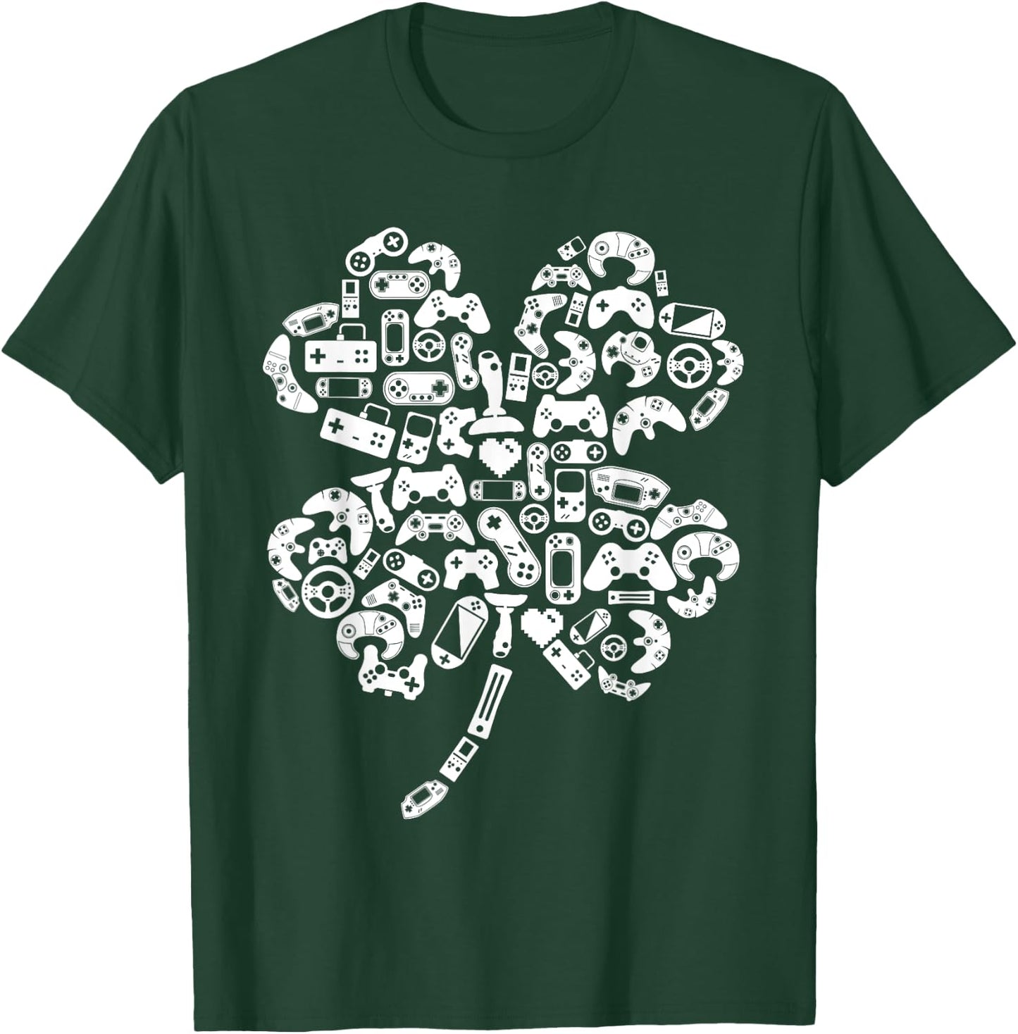 Boys Gamer Gift Game Shamrock St Patricks Day Irish Men Kids T-Shirt - T-Shirt | Forest