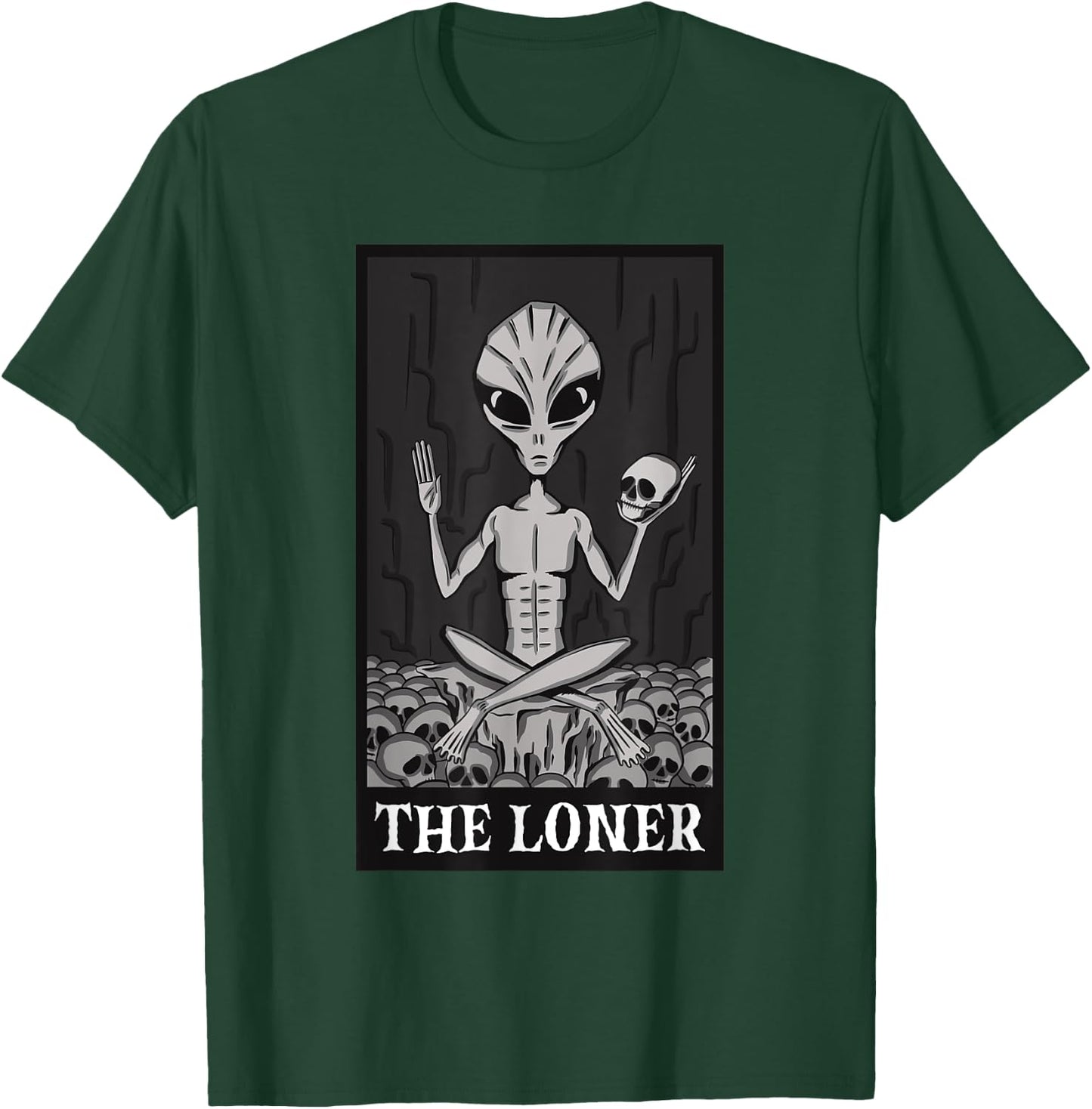 The Loner Lazy Halloween Costume Funny Alien Skeleton Skull T-Shirt - T-Shirt | Forest