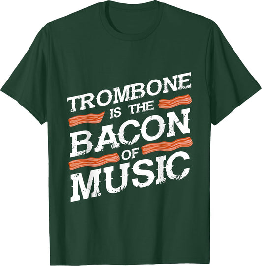Bacon Music Trombonist Marching Band Gift Trombone T-Shirt - T-Shirt | Forest
