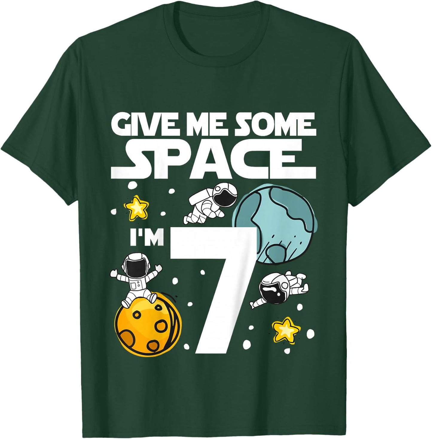 7 Year Old Outer Space Birthday Planets Astronaut 7th Gift T-Shirt - T-Shirt | Forest