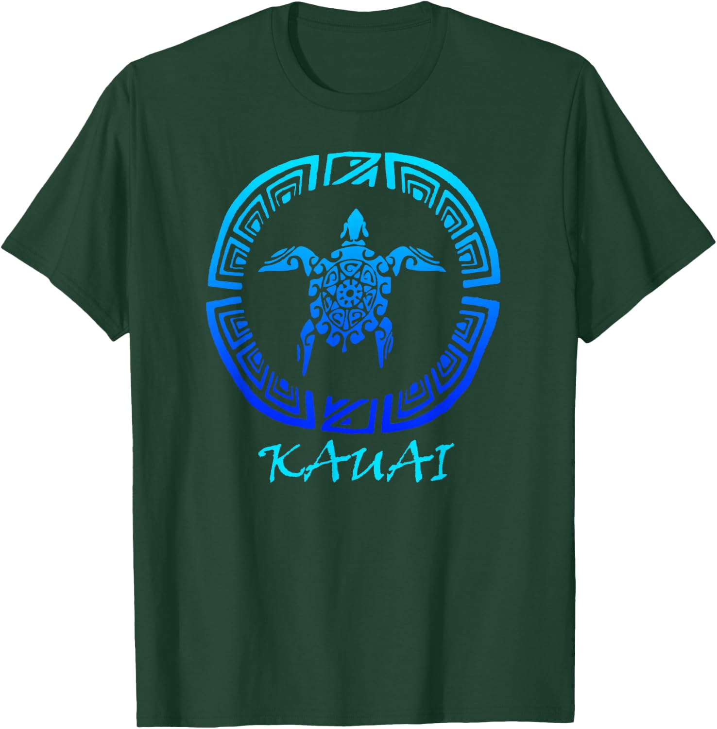 Kauai, Hawaii Vintage Retro Tribal Turtle Vacation T-Shirt - T-Shirt | Forest