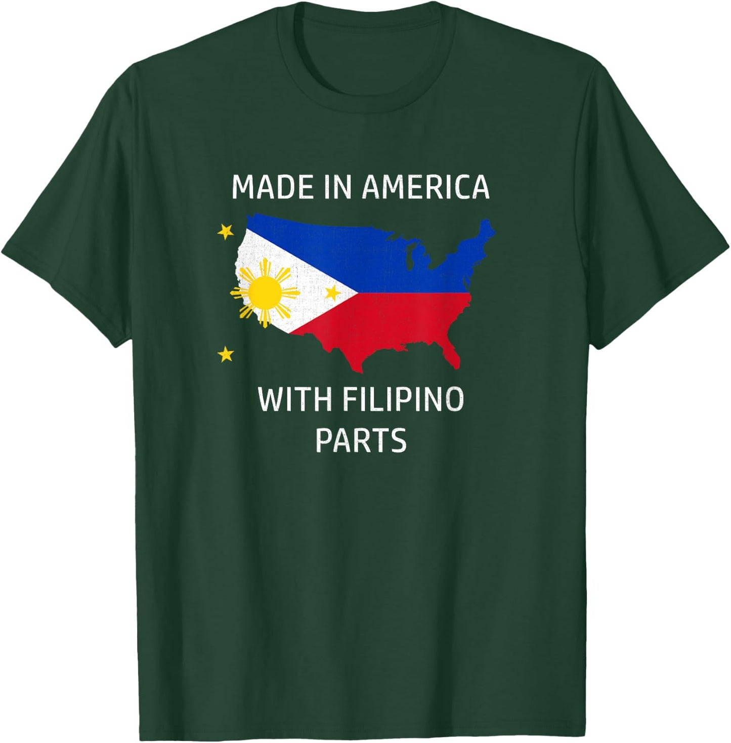 Made in America with Filipino Parts - Philippines and USA T-Shirt - T-Shirt | Forest