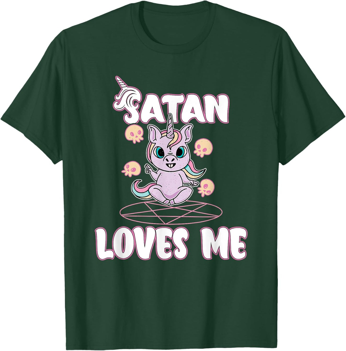 Satan Loves Me - Satanic Unicorn Satanism Baphomet T-Shirt - T-Shirt | Forest