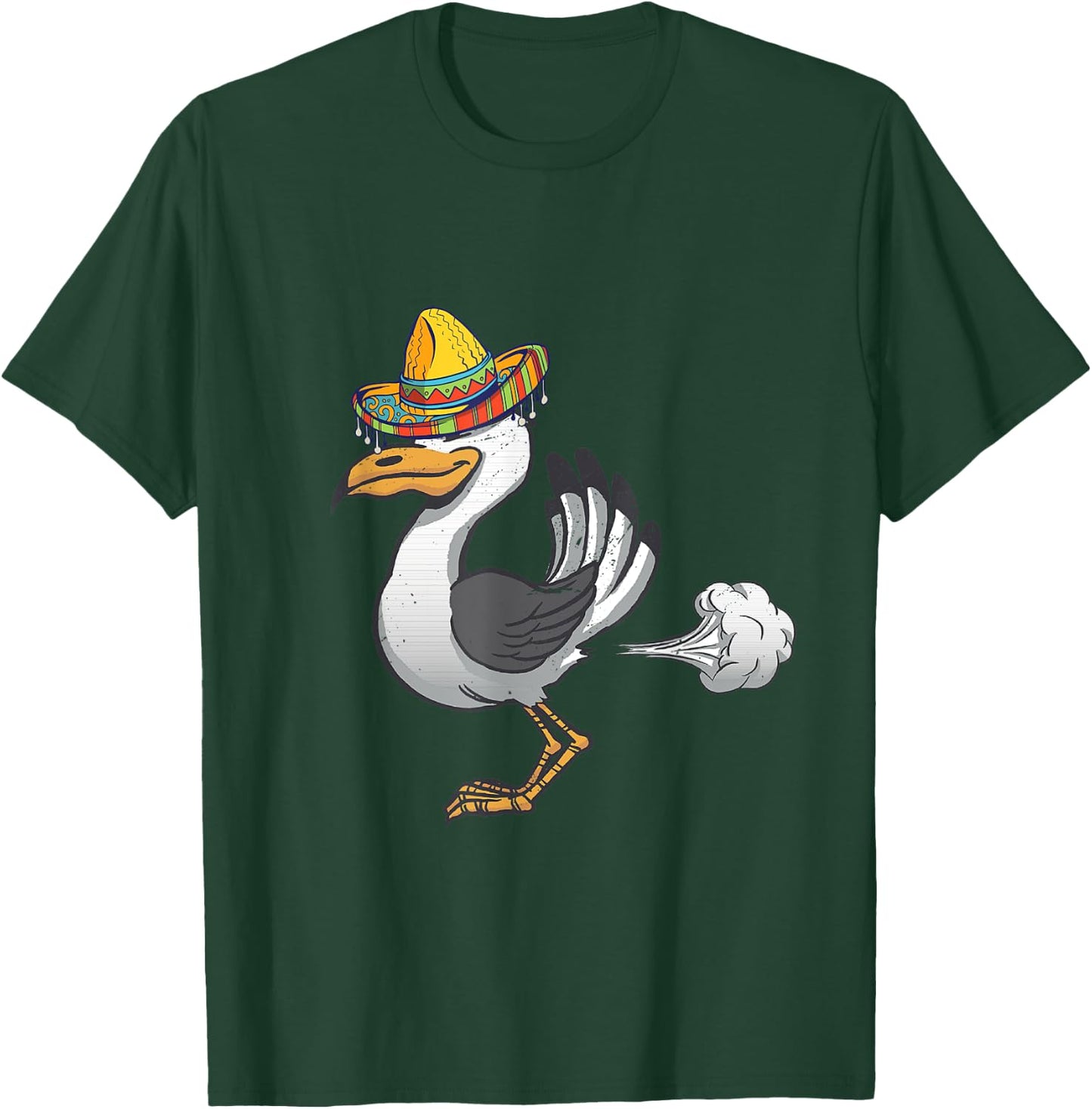 Funny Mexican Seagull Farting Sombrero Seagull Lover Gull T-Shirt - T-Shirt | Forest
