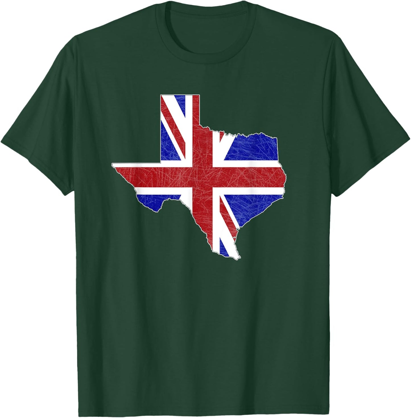 British Texas - UK Union Jack Flag Texas State Shape Design T-Shirt - T-Shirt | Forest